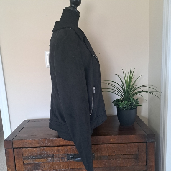 Philosophy Republic Clothing Black Moto Jacket Ladies Size Large Knit Faux Suede - Picture 3 of 12